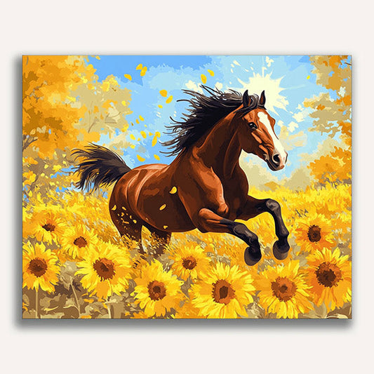 Sunflower galloping horse - ColourCrash